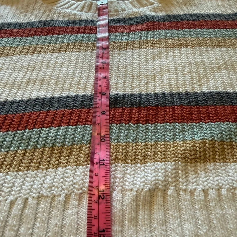 Hollister Striped Cropped Sweater - White, Red, Brown, Tan Size XS Cozy, Y2K - Picture 5 of 6